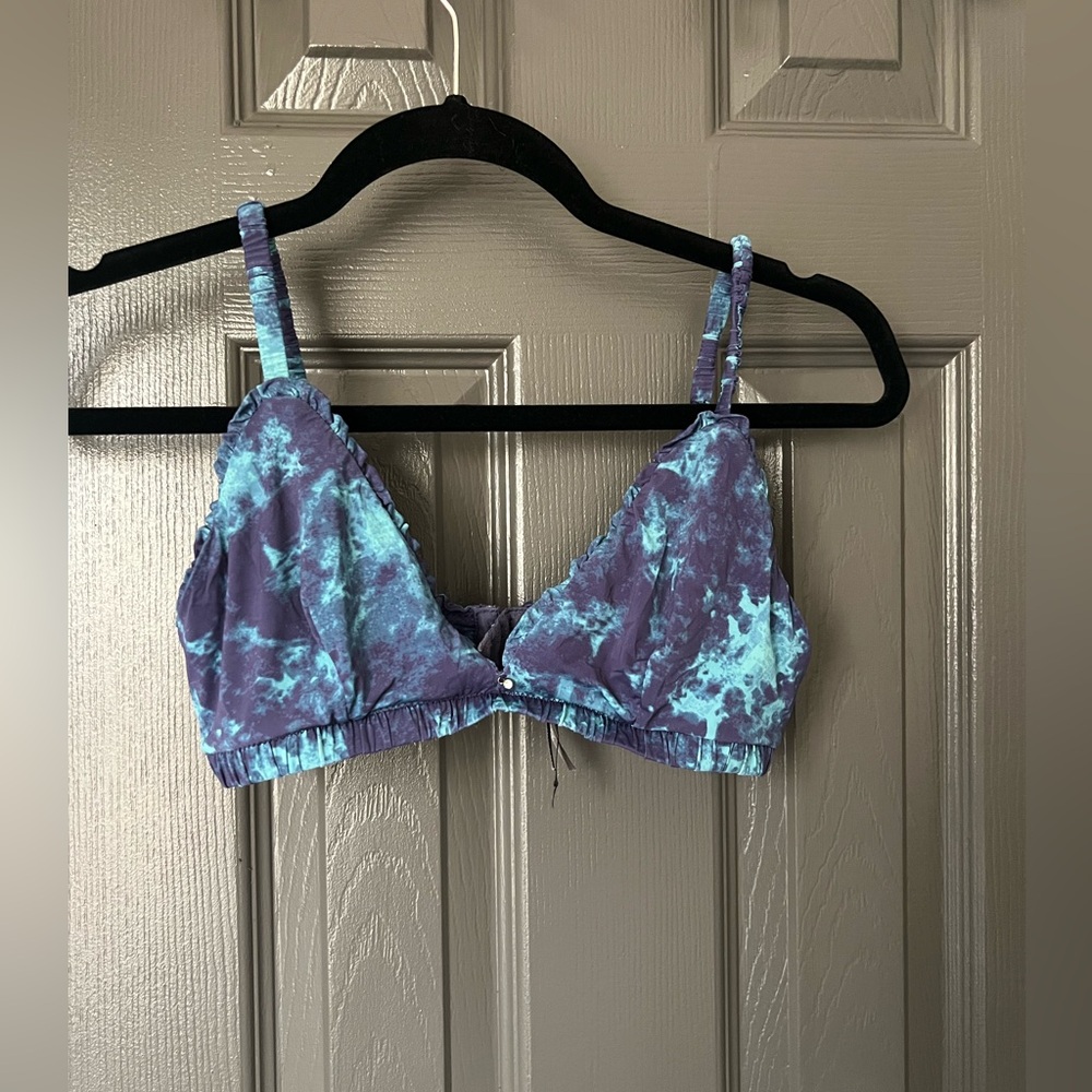 Blue and Purple Tie-Dye Bikini Top